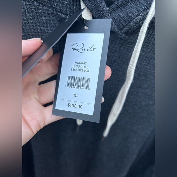 Rails Murray Thermal Knit Hoodie in Charcoal New with Tags! - Picture 3 of 5